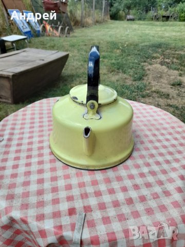 Стар емайлиран чайник #28, снимка 2 - Антикварни и старинни предмети - 33663478