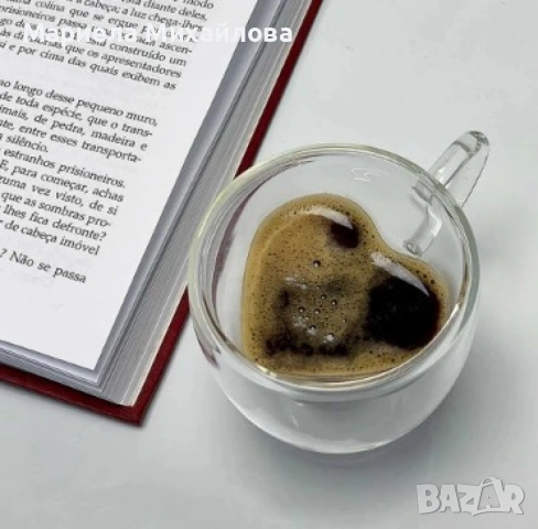 Двустенна стъклена термо чаша във формата на сърце!