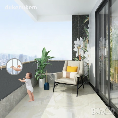 Балконска предпазна преграда, параван за уединение 90х500 см, антрацит, снимка 4 - Други - 53382041