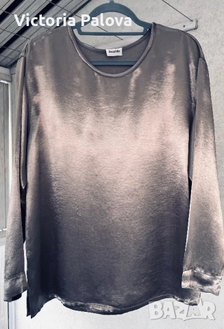 Луксозна блуза LE COMTE satin - елегантен Metallic шик, снимка 2 - Блузи с дълъг ръкав и пуловери - 52430303
