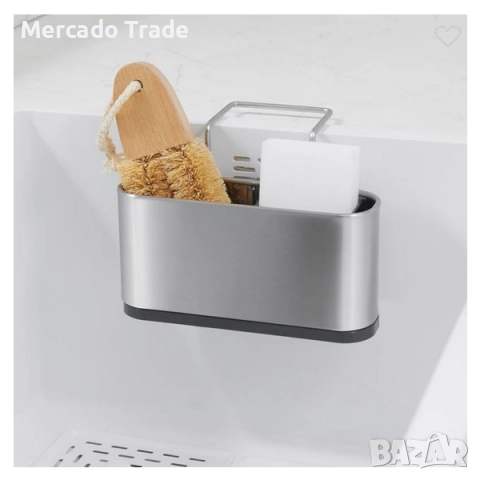 Органайзер за мивка от неръждаема стомана с вендуза Mercado Trade, Сив, снимка 2 - Органайзери - 52109025