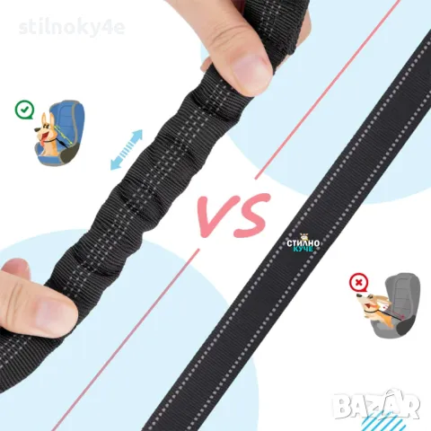 Предпазен колан за автомобил за две кучета с разтеглив ефект Безопасен колан за кучета за кола, снимка 4 - За кучета - 50018534