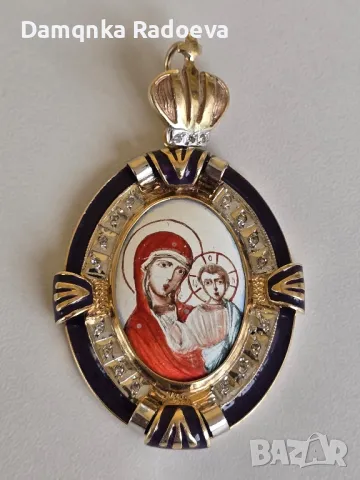 СССР златна висулка с Якутски Диаманти 14 карата, снимка 8 - Колиета, медальони, синджири - 49783796