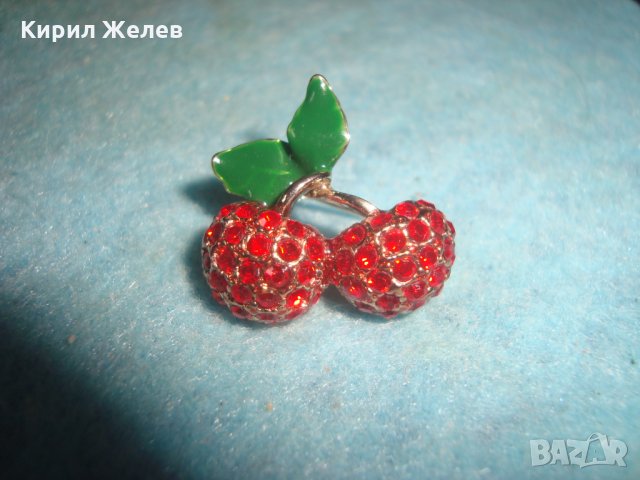 ЕМАЙЛИРАНИ ПОЗЛАТЕНИ СКЪПОЦЕННО УКРАСЕНИ ЯГОДКИ ВИНТИДЖ АРТ НУВО КРАСИВА БРОШКА БРОНЗОВА 72791, снимка 3 - Колиета, медальони, синджири - 35645415