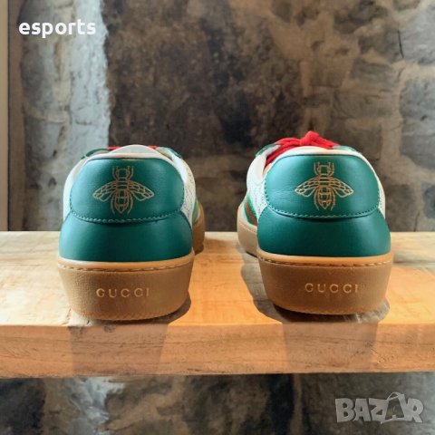 Мъжки кецове Gucci Dapper Dan GG Print White Green Web Sneakers 45 нови, снимка 5 - Кецове - 29772528