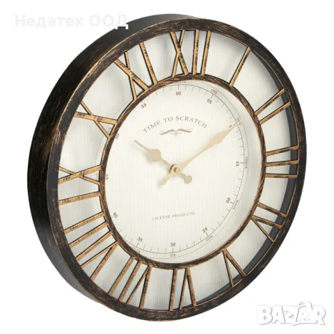 Стенен часовник, Декоративни, Латински цифри, Бронзови, 40.6x5 см