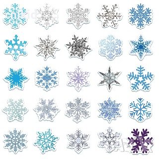 50 бр снежинка снежинки Коледни самозалепващи лепенки стикери за украса декор картонена торта др, снимка 5 - Други - 42995381