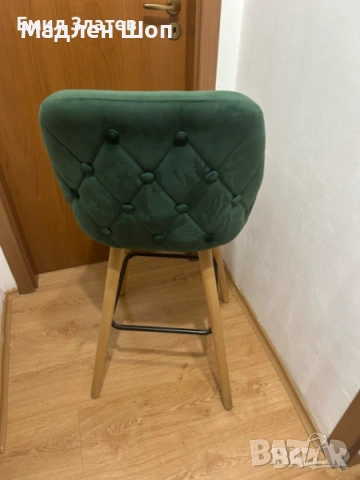 Бар Столове 2Бр тъмнозелени/кадифе, снимка 2 - Столове - 53258069