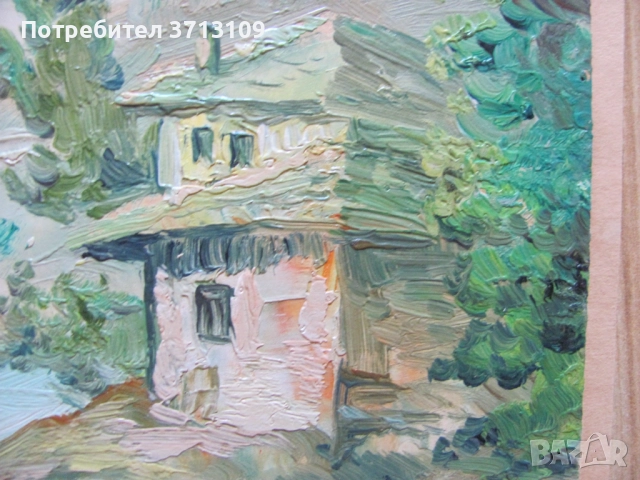 Майсторска стара Картина масло, картон , 31х20см., снимка 6 - Картини - 51522012