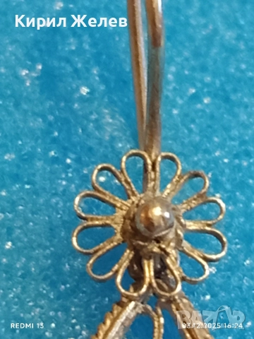 Стара сребърна филигранна обеца с гранулация 70631, снимка 3 - Обеци - 52640231