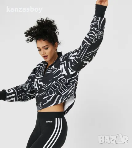 Adidas Allover Print Doubleknit Half Zip Sweatshirt - страхотно дамско горнище КАТО НОВО Л