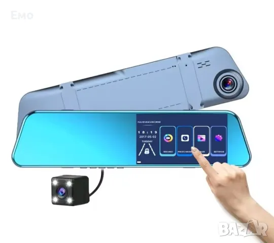 Огледало за обратно виждане 4,5 инча - 1080P - Предна и задна камера  , снимка 3 - Аксесоари и консумативи - 48571730