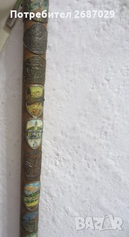  Стар дървен Туристически бастун с 19 метални значки, дърво, снимка 5 - Други ценни предмети - 28951240