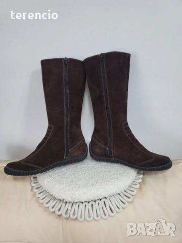 Нови кафяви ботуши - 40 номер естествен велур, снимка 3 - Дамски ботуши - 53134116