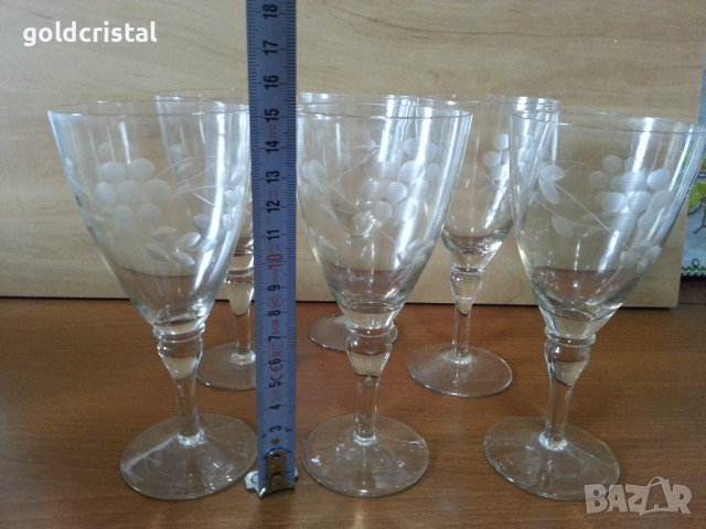 Ретро стъклени чаши гравирани , снимка 8 - Антикварни и старинни предмети - 44927625