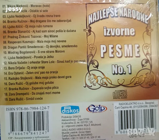 Najlepse narodne izvorne pesme No. 1, снимка 2 - CD дискове - 48371115