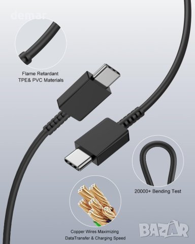 Щепсел и кабел за бързо зареждане AAZV 25W, черен, снимка 4 - Друга електроника - 43734461