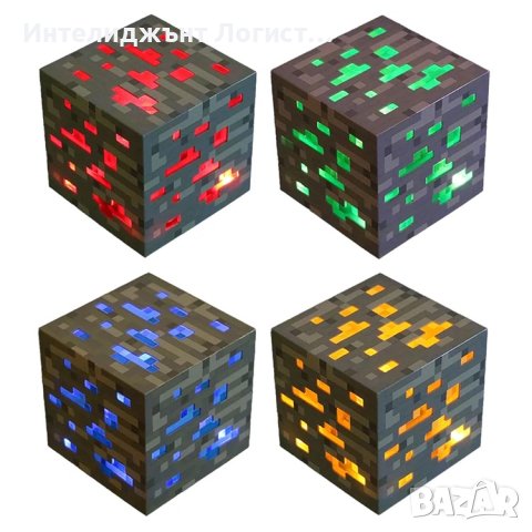 Minecraft cube куб,Нощна лампа, щадяща очите светлина, ABS, за деца