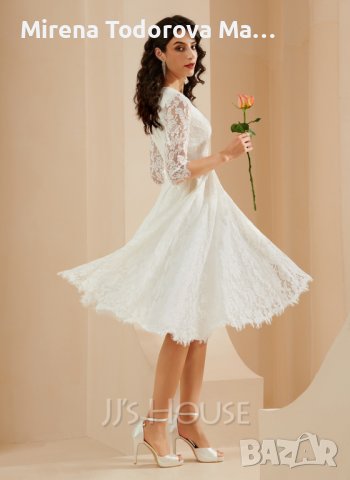 Сватбена рокля с дължина до коляното, EU46 XL-150лв, снимка 1