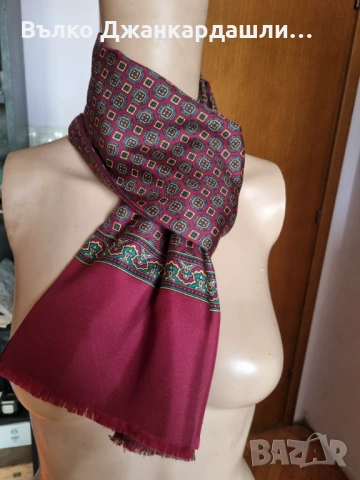 Елегантен мъжки шал коприна и вълна
