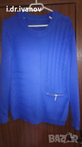  блузка плетиво с джобче цвят турско синьо