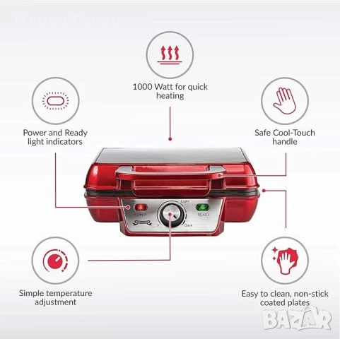 Уред за приготвяне на белгийски гофрети, снимка 4 - Гофретници - 52184010