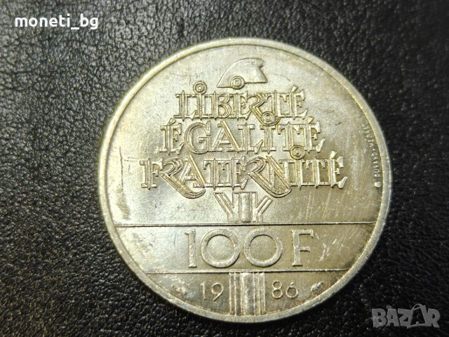 СРЕБРО Франция 100 франка 1986, снимка 2 - Нумизматика и бонистика - 53556727