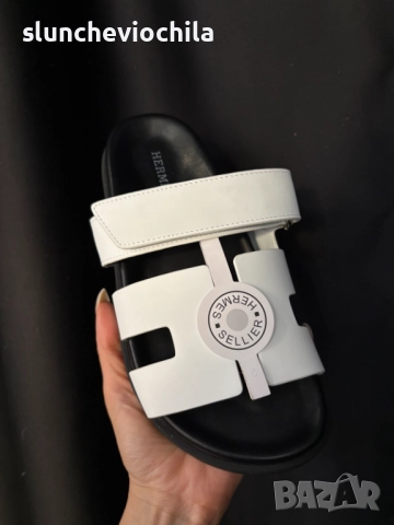 Hermes Chypre Leather Sandals, снимка 4 - Чехли - 51616385