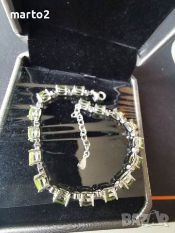  Елегантна сребърна 925 гривна с 17 Натурални Перидота и Циркони!, снимка 17 - Гривни - 40241647