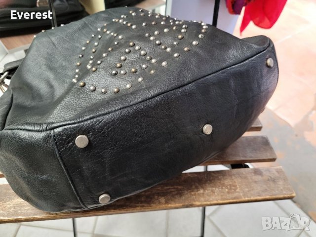 ABRO естествена кожа черна чанта,тип торба( от 195€ до 400€  в интернет сайтове), снимка 7 - Чанти - 38985745