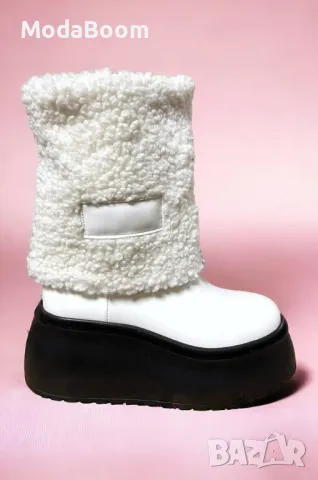 Боти на платформа - Кожа, снимка 2 - Дамски боти - 48758945