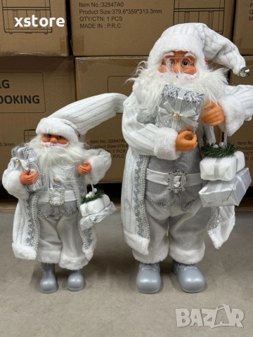 Дядо Коледа в сребристо – празнична фигура, която носи магия и уют у дома (50 / 70 см), снимка 3 - Декорация за дома - 52728168