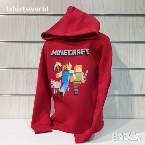 Нов детски суичър с дигитален печат MINECRAFT (Майнкрафт) в червен цвят, снимка 10 - Детски анцузи и суичери - 39094856