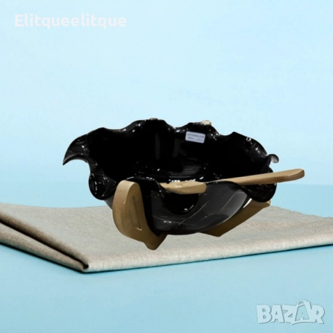 Луксозна дизайнерска купа с дървена стойка и лъжица, снимка 2 - Декорация за дома - 52186753