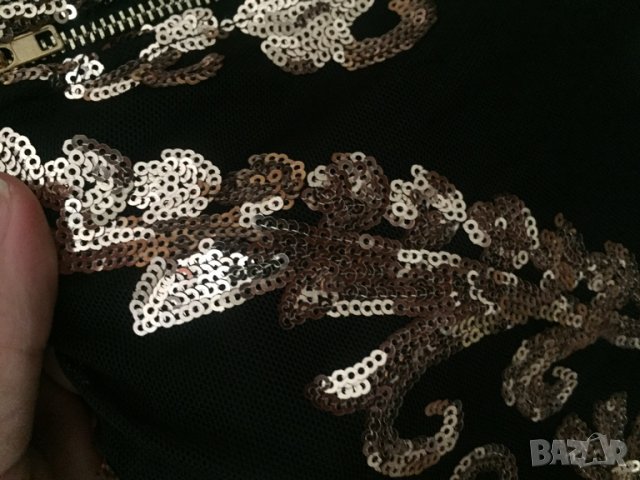 Луксозна къса черна официална рокля с пайети, снимка 10 - Рокли - 27596054