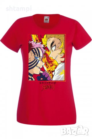 Дамска тениска Demon Slayer Rengoku VS Akaza,Анимация,игра,Празник,Повод., снимка 3 - Тениски - 38058329