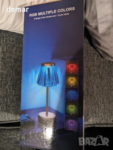 Beehero Настолна нощна лампа акумулаторна кристална с 5 RGB цвята  , снимка 9 - Лед осветление - 43573021