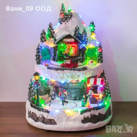 Музикална коледна сцена със светлина и движение