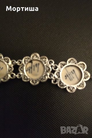  Блу Делфт антикварна сребърна гривна с порцелан    , снимка 6 - Гривни - 28789797