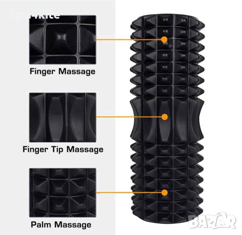 Големи Черни Фоумролер (таралеж) два размера 45x14 Foam roller, снимка 5 - Фитнес уреди - 40769251