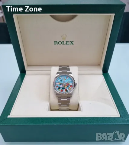 Rolex Oyster Perpetual 41mm Steel Celebration Tiffany Bubble Dial Automatic Унисекс, снимка 2 - Дамски - 48183294