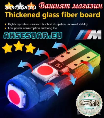 Нови 10 бр. малки габаритни крушки за осветление на арматурно табло T5 3SMD LED супер ярък 3030 LED , снимка 12 - Аксесоари и консумативи - 50391111