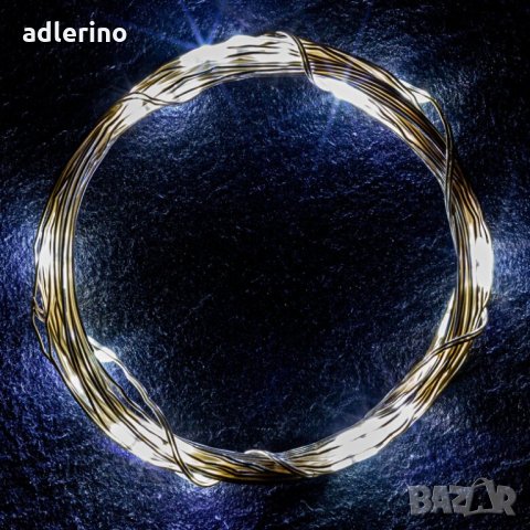 10 броя 25 LED светлинна жичка, батерии, студено бяло, Коледна декорация, украса, снимка 2 - Лед осветление - 34458853