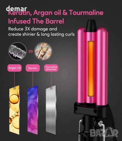 FARERY 3 Мини маша за коса за вафли за пътуване с чантичка, снимка 5 - Маши за коса - 43428927