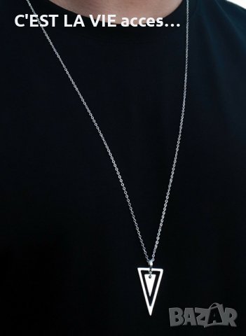 ⚜️Double Triangle Men's Gray Necklace⚜️