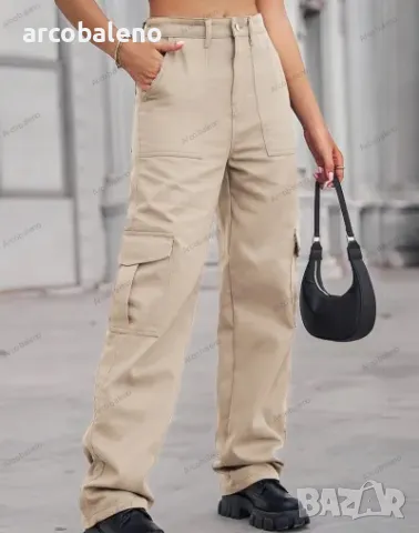 Дамски едноцветни ежедневни извънгабаритни хипстърски карго панталони, 5цвята , снимка 16 - Панталони - 47771967
