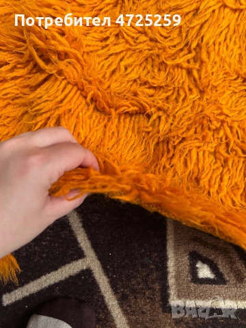 Ръчно тъкан вълнен реснач – едноцветен оранжев