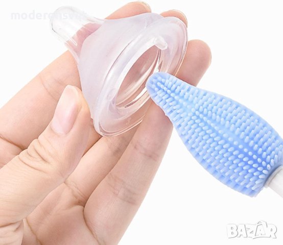 Комплект 2 броя силиконови четки за бебешки шишета и 1 брой метална, снимка 5 - Хигиенни препарати - 43092654