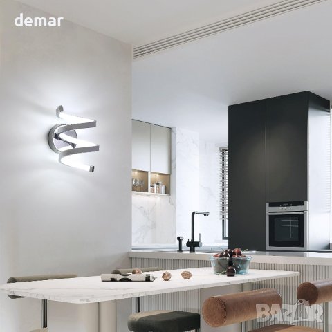 Спирална стенна лампа Lumiup, 6500K LED, сребърна, снимка 3 - Лед осветление - 43441160