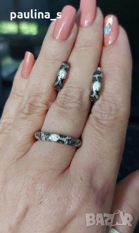 Японски дизайнерски комплект с емайл в змийски принт / сребро 925 , снимка 9 - Бижутерийни комплекти - 32771254